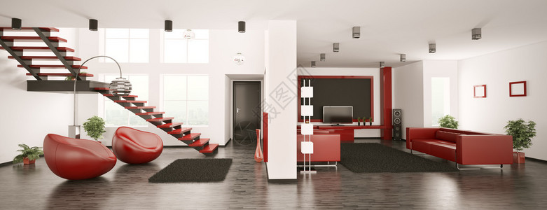 门登霍尔冰川现代公寓室内全景3d渲染设计图片