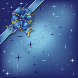 星蓝色背景上的圣诞插画蝴蝶结图片
