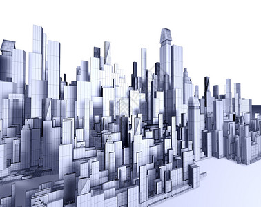 空城蓝图的3d插图背景图片