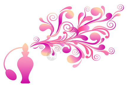 粉红香水瓶带有花装饰图片