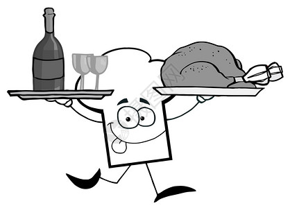 服务葡萄酒和土耳其卡通字符图片