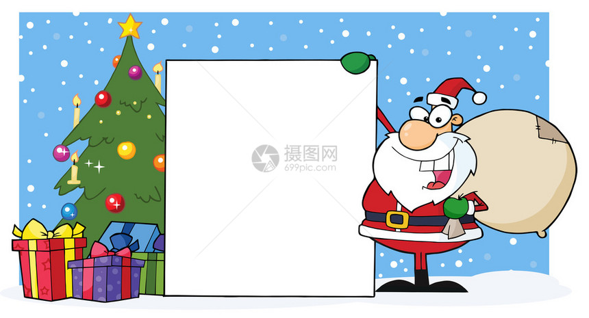 圣诞老人展示一棵空白的图片