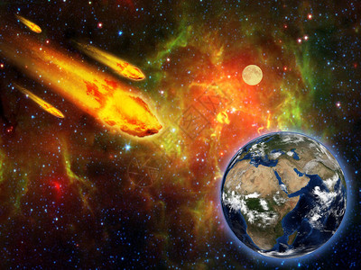 燃烧的小行星撞击地球插图图片