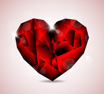 红钻石珠宝心脏卡片图片