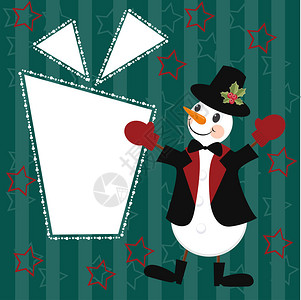 圣诞和新年贺卡与雪人和礼物图片