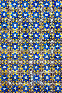 辛特拉王宫古老蓝色和黄色葡萄牙瓦片的样式插画