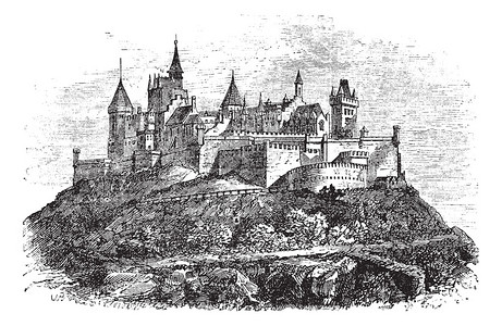 德国斯图加特的Hohenzolren城堡或Burg图片