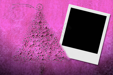 粉红背景的圣诞节背景插图并附有即时照片图片