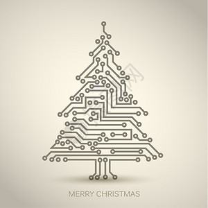 来自数字电子路的矢量圣诞树图片