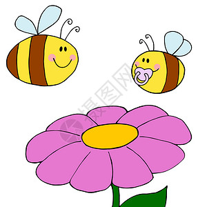 蜜蜂妈带着小蜜蜂飞过花图片