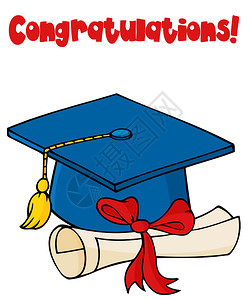 蓝色毕业帽和流苏祝贺图片