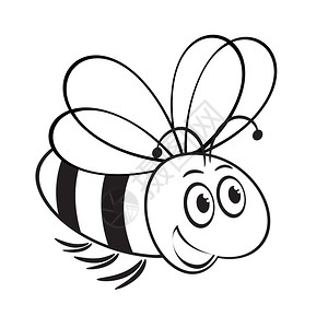可爱蜜蜂的矢量单色插图背景图片