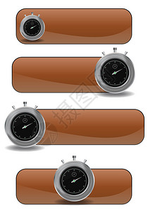 带有计时器的棕色横幅插图集图片
