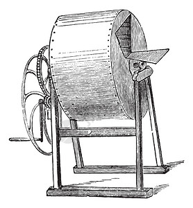 仅用手操作的轮式洗衣机的旧雕刻插图工业百科全书EO拉米背景图片