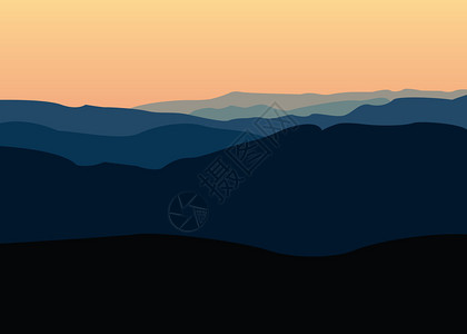 夕阳下的山峦叠嶂背景图片