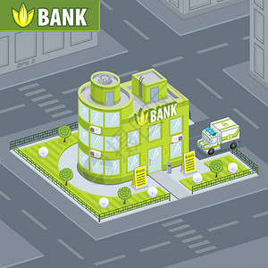 白色背景的银行建设矢量插图图片