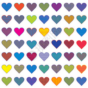 一组彩色的程式化的心背景图片
