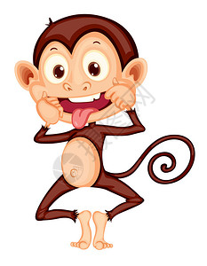 一只猴子在白色的插图背景图片