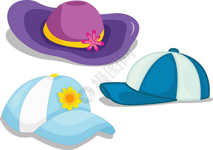 各种帽子和帽子的插图图片