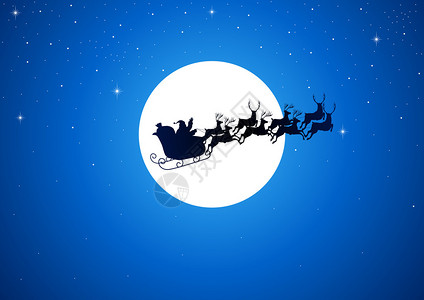 圣诞老人骑着他的雪橇飞过月亮图片