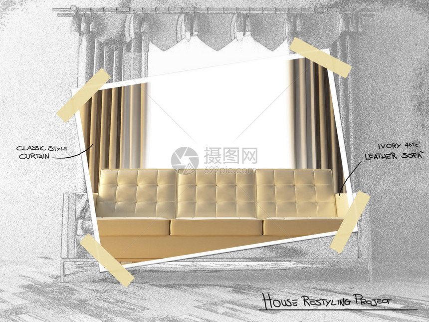 现代白色沙发和回旋房屋的图片