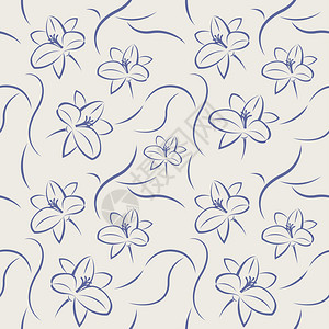 蓝色花朵的无缝图案矢量图图片