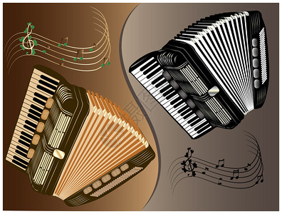 黑色和棕色手风琴的矢量图解背景图片