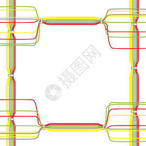 彩色电缆的矢量红色黄色绿图片