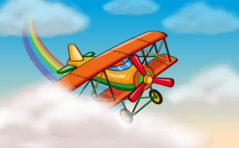 一架飞机在天空中飞行的插图图片