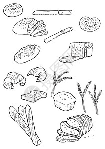 面包和面包的矢量涂鸦图片