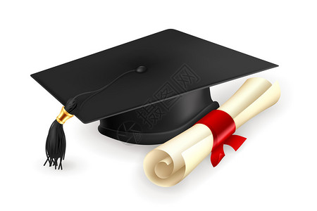 毕业帽和文凭矢量图片