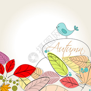矢量可爱多彩手工绘画风格的秋叶和图片