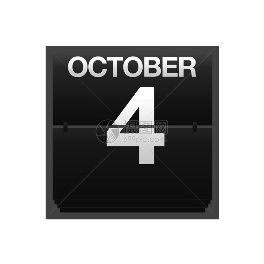 带有10月4日计数器日历的插图图片