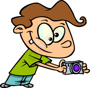 卡通男孩使用他的相机背景图片
