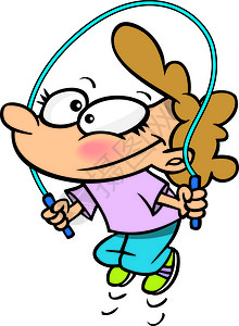 一个卡通女孩跳绳背景图片