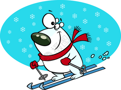 卡通北极熊滑雪背景图片