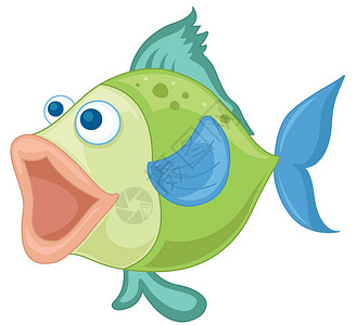 白色背景的蓝绿色鱼类插图Bl背景图片
