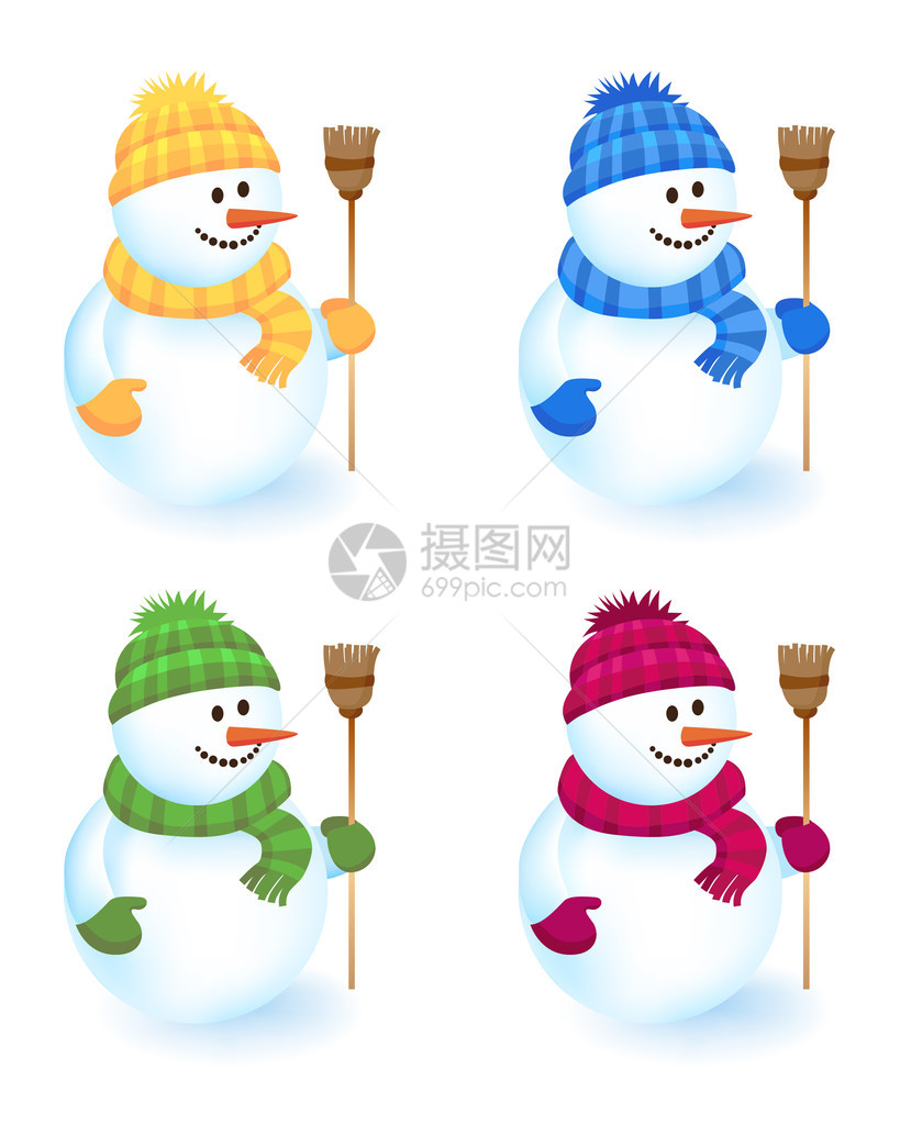 四个快乐的雪人图片