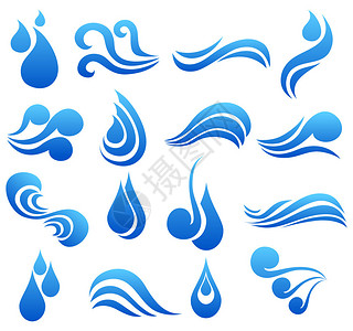 抽象水滴和波浪符号集图片