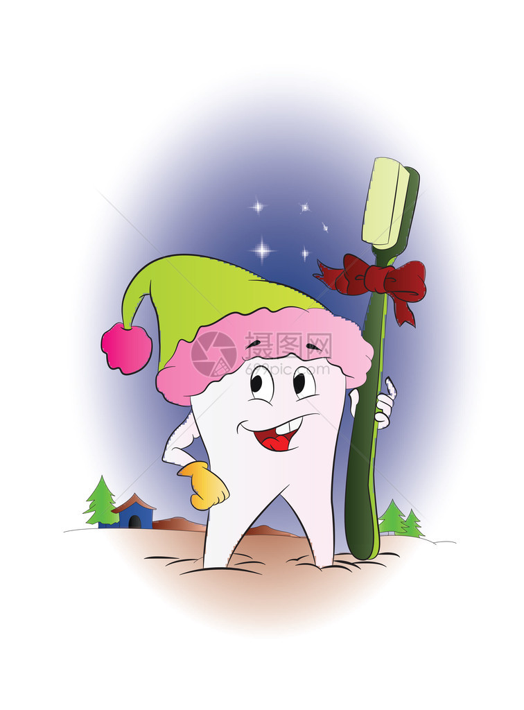 带牙刷的牙刷用于圣诞图片