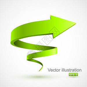 绿色螺旋箭头3D矢量图背景图片