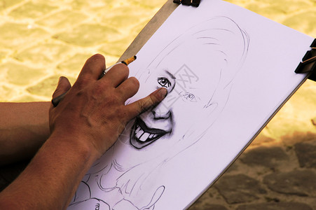 街头艺术家画肖像背景图片