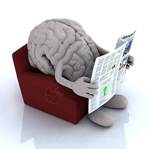 人类大脑在沙发上读报背景图片