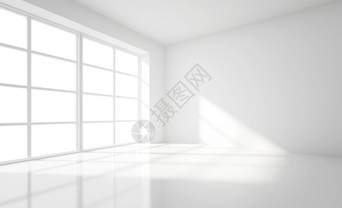 浅白色的房间和大窗户背景图片
