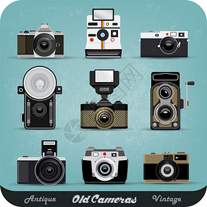 马纳拉尼度假村豪华大岛照片老式相机背景一套插画