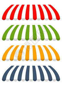 四种不同颜色的矢量遮阳篷的矢量图解背景图片