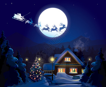 拉斯佩齐亚圣诞老人雪橇矢量插画