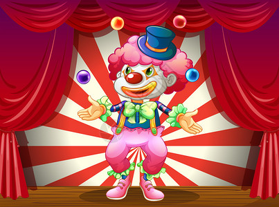 舞台中央的小丑插图图片