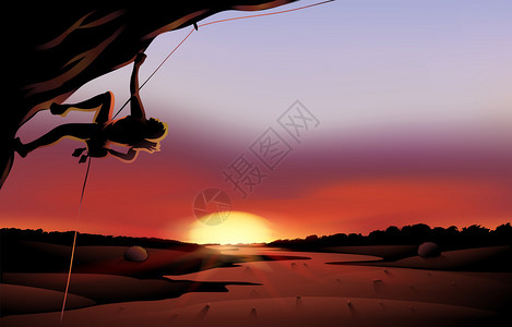 沙漠日落风光的插图图片