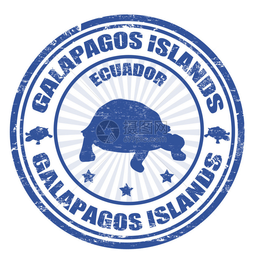 加拉帕戈斯群岛内书写文字的蓝色橡皮图图片